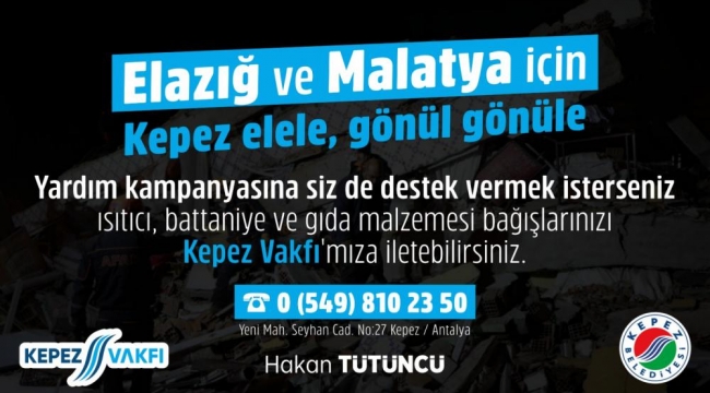 ELAZIĞ VE MALATYA’YA KEPEZ’DEN YARDIM ELİ