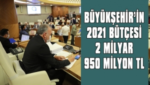 BÜYÜKŞEHİR'İN 2021 BÜTÇESİ 2 MİLYAR 950 MİLYON TL 