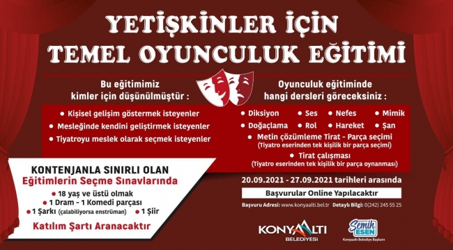 KONYAALTI’NDAN YETİŞKİNLER İÇİN TEMEL OYUNCULUK EĞİTİMİ