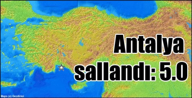 Akdenizde 5 Büyüklüğünde Deprem