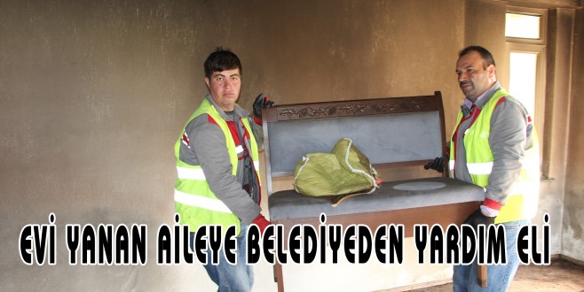 AKSU BELEDİYESİ’NDEN EVİ YANAN AİLEYE YARDIM ELİ