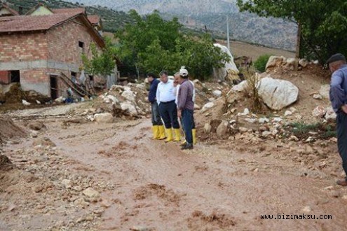 ATAY USLU ELMALI'DA SEL OLAN MAHALLELERDE İNCELEMELERDE BULUNDU