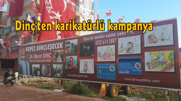 Dinç'ten karikatürlü kampanya