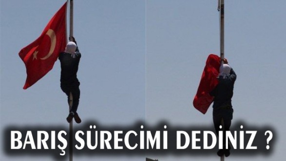 Diyarbakır'da Türk bayrağını indirdiler