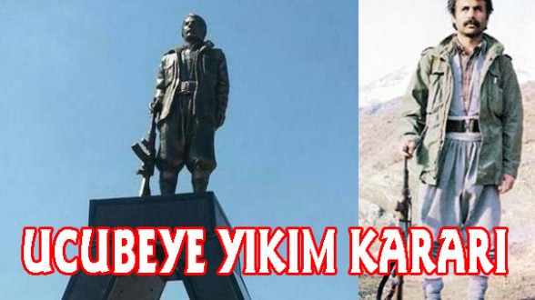 Lice'de Dikilen PKK'lı Heykeli Yıkılıyor
