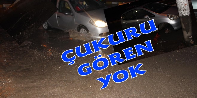 PERGE CADDESİNDEKİ ÇUKUR LASTİKLERİ PATLATTI