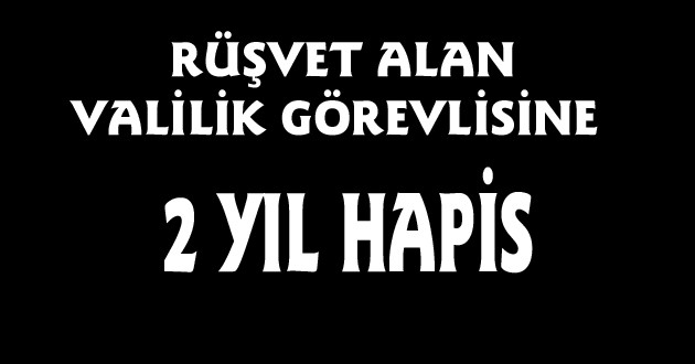 Valilik Görevlisine Rüşvetten 2 Yıl Hapis