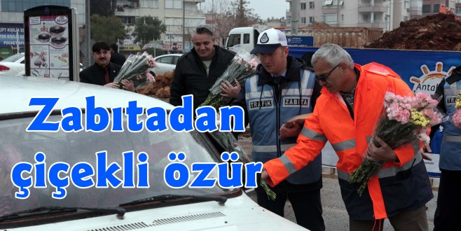 Zabıtadan çiçekli özür